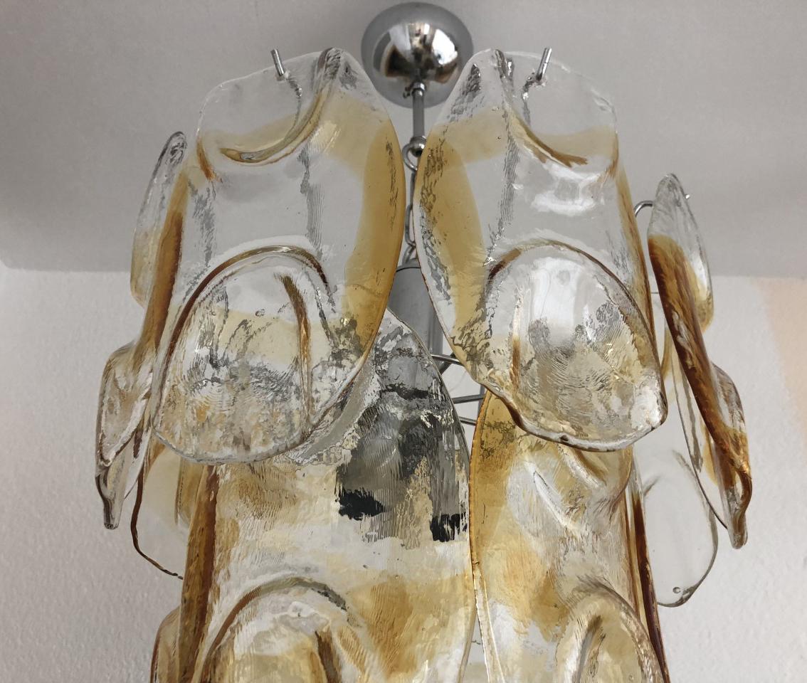 Italienischer Kronleuchter aus klarem, bernsteinfarbenem Murano-Glas aus der Mitte des Jahrhunderts von AVMazzega, 1960er Jahre im Angebot 2