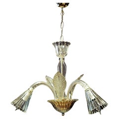 Lustre italien en cristal clair à 3 bras et 3 Up Up