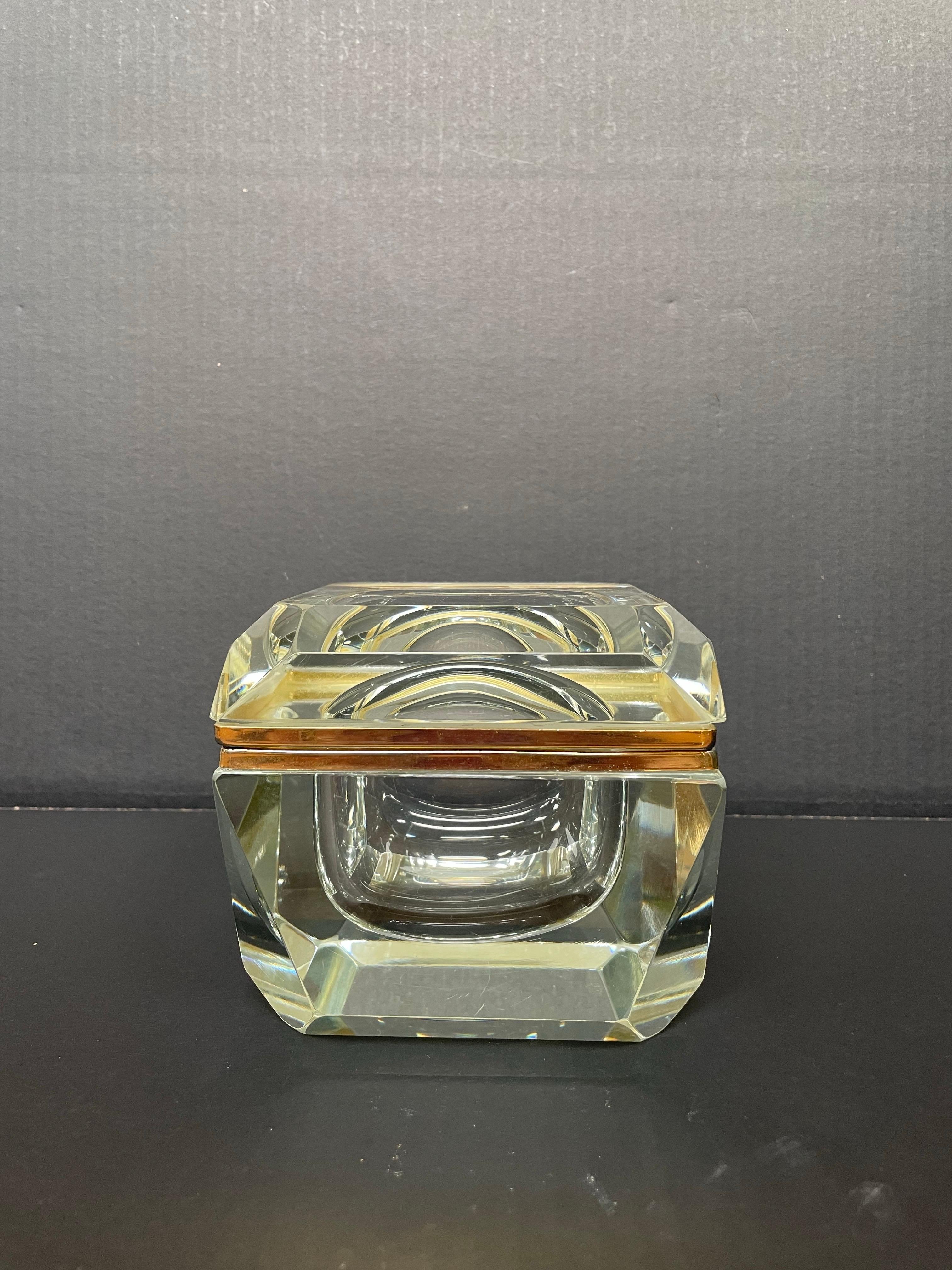 Italian clear glass "Sommerso" casket box. For Sale