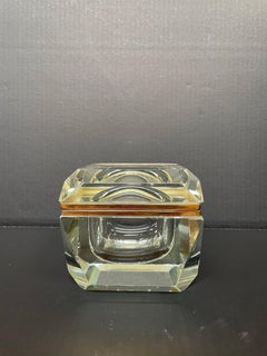 Italian clear glass "Sommerso" casket box.