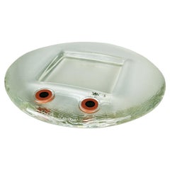 Cenicero italiano de cristal de Murano transparente con Murrine rojo de VeArt Venezia