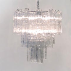 Italian Clear Murano Glass Chandelier by Venini