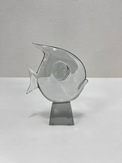 Italian Clear Murano Glass Fish Sculpture by Seguso