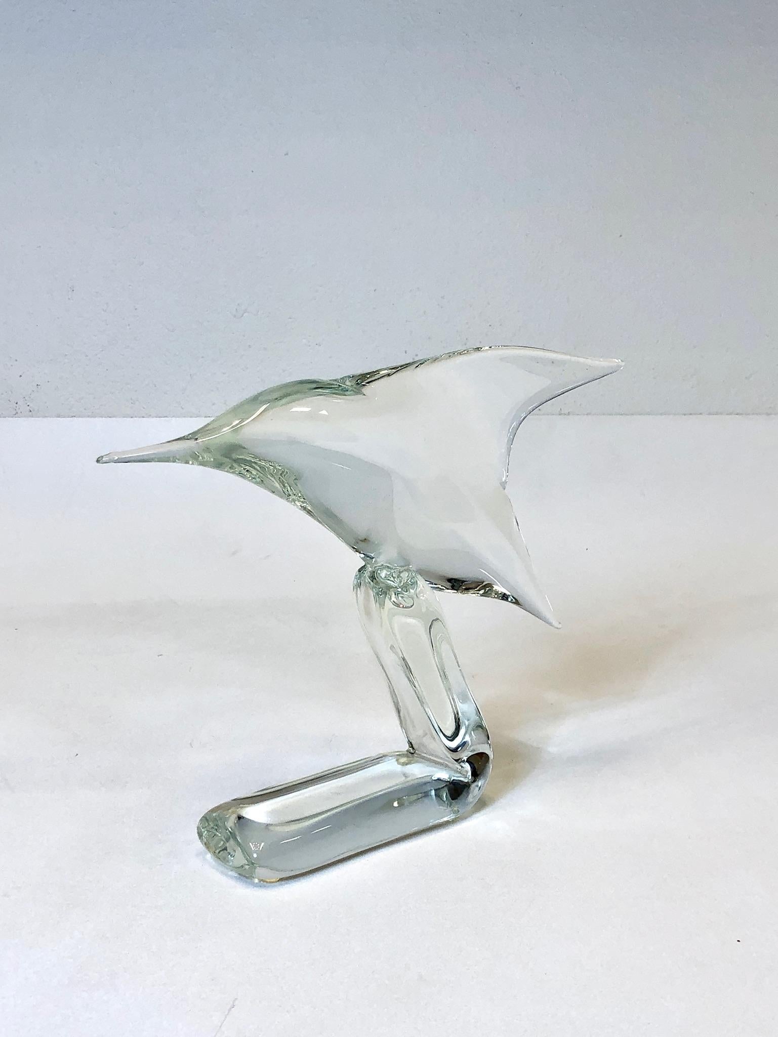 1980’s Italian clear Murano glass hummingbird sculpture by Licio Zanetti.
Signed Zanetti L.
Measurements: 15” wide 2.75” deep and 11” high.