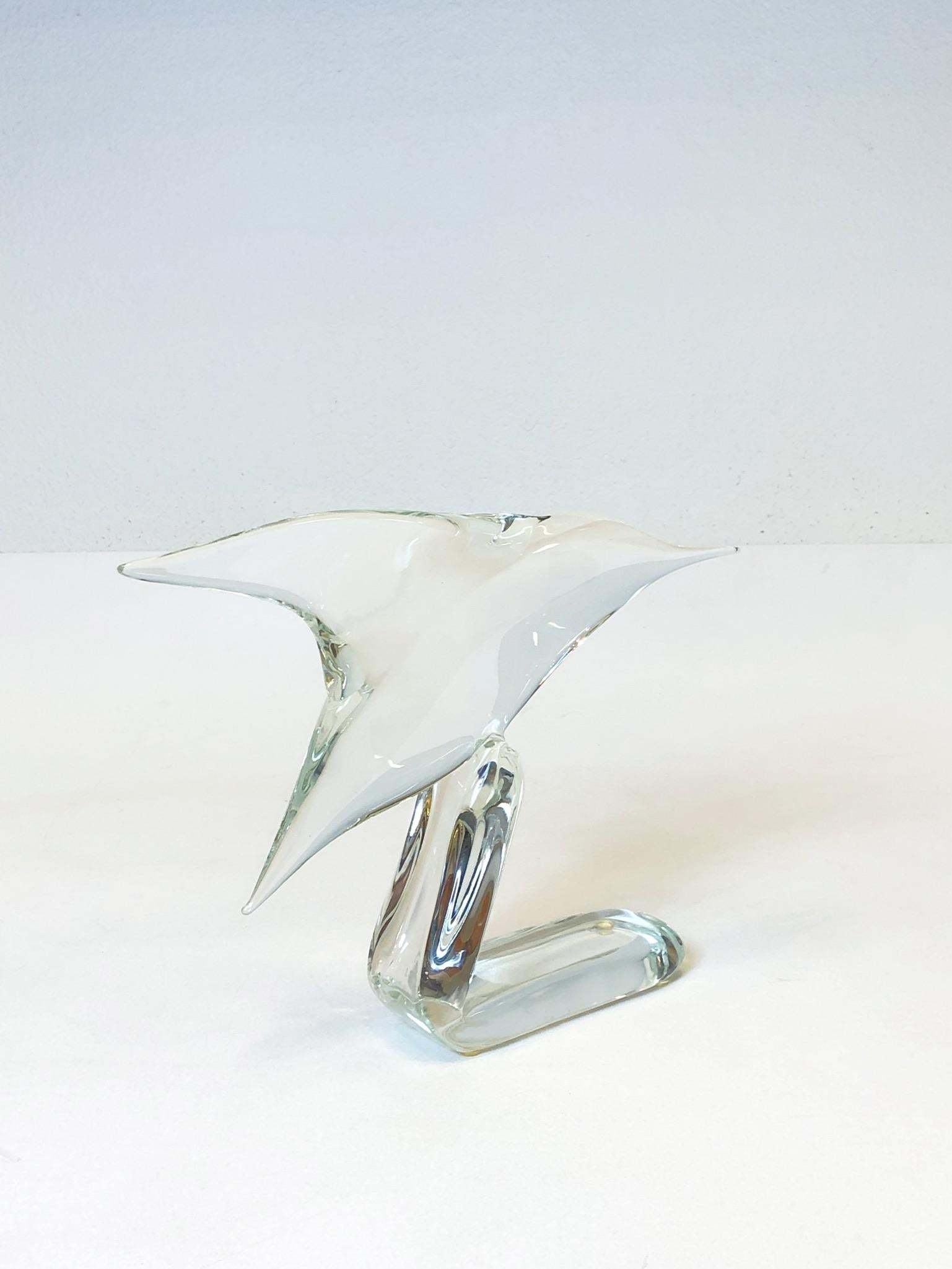 Escultura italiana de cristal de Murano transparente Colibrí de Licio Zanetti en Excelente estado para la venta en Palm Springs, CA