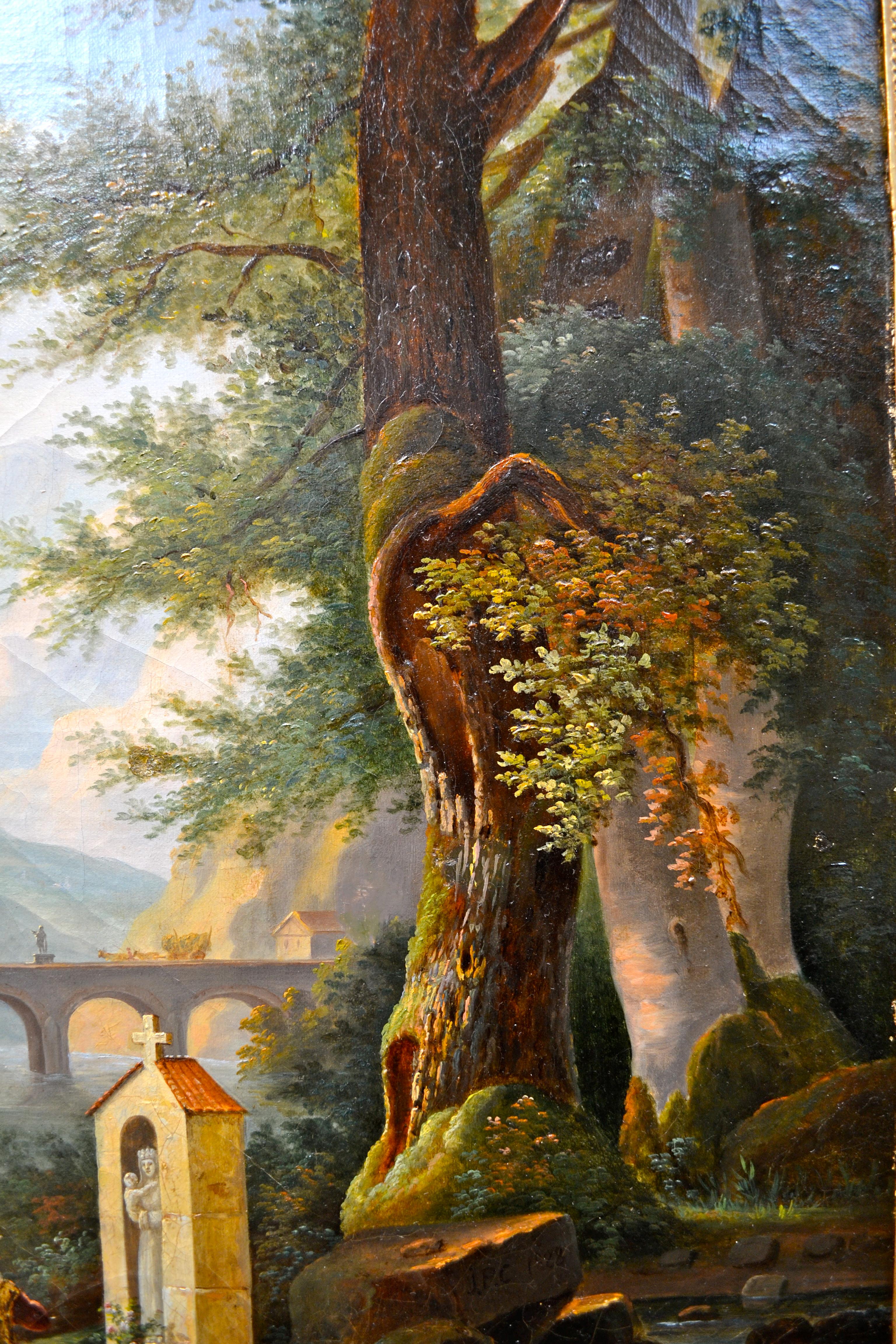  19 Century Italian Clock Landscape Painting In Good Condition For Sale In Vancouver, British Columbia
