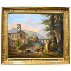  19 Century Italian Clock Landscape Painting