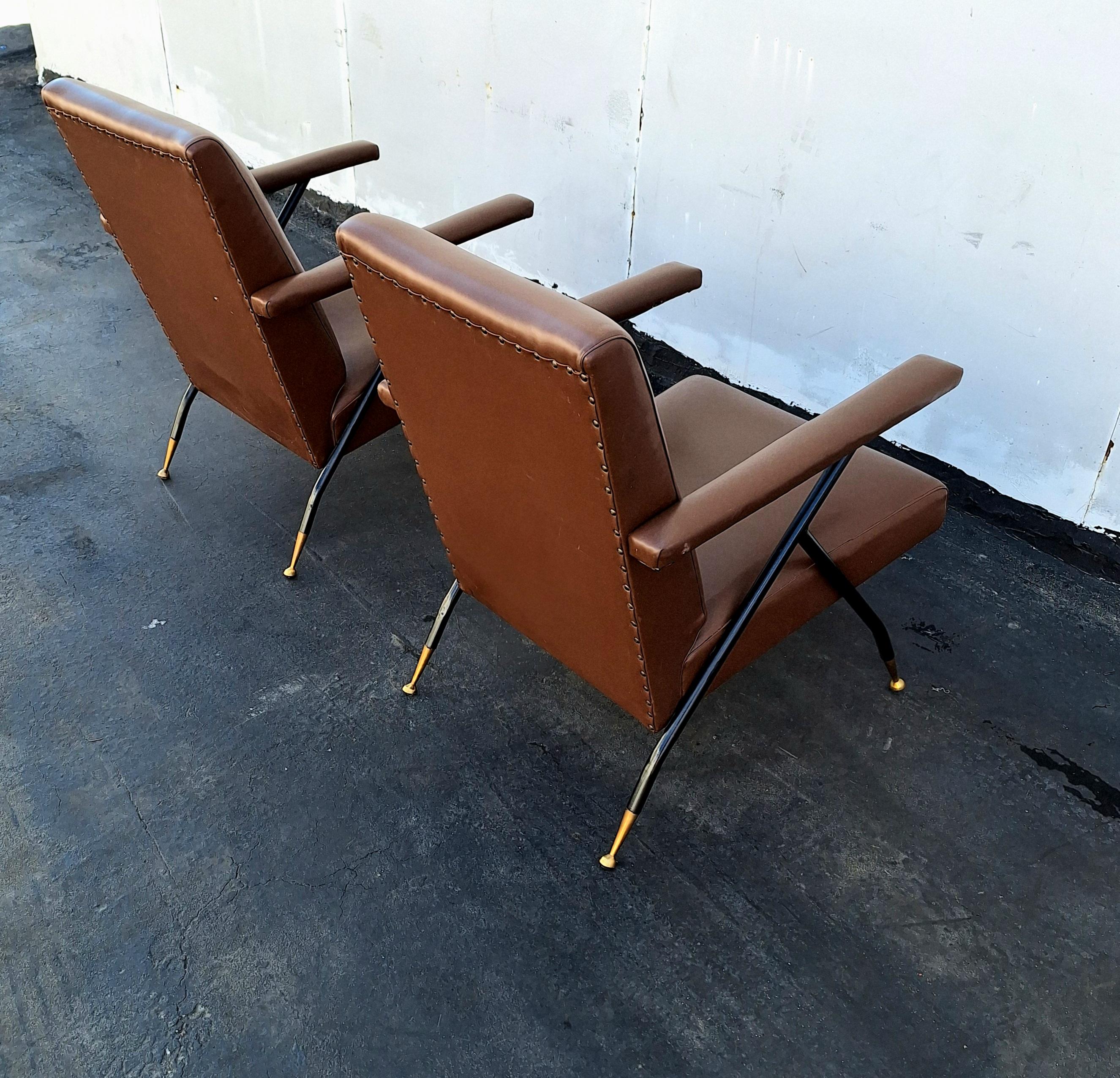 Mid-20th Century Italian Club Chairs from the 1960 s  For Sale
