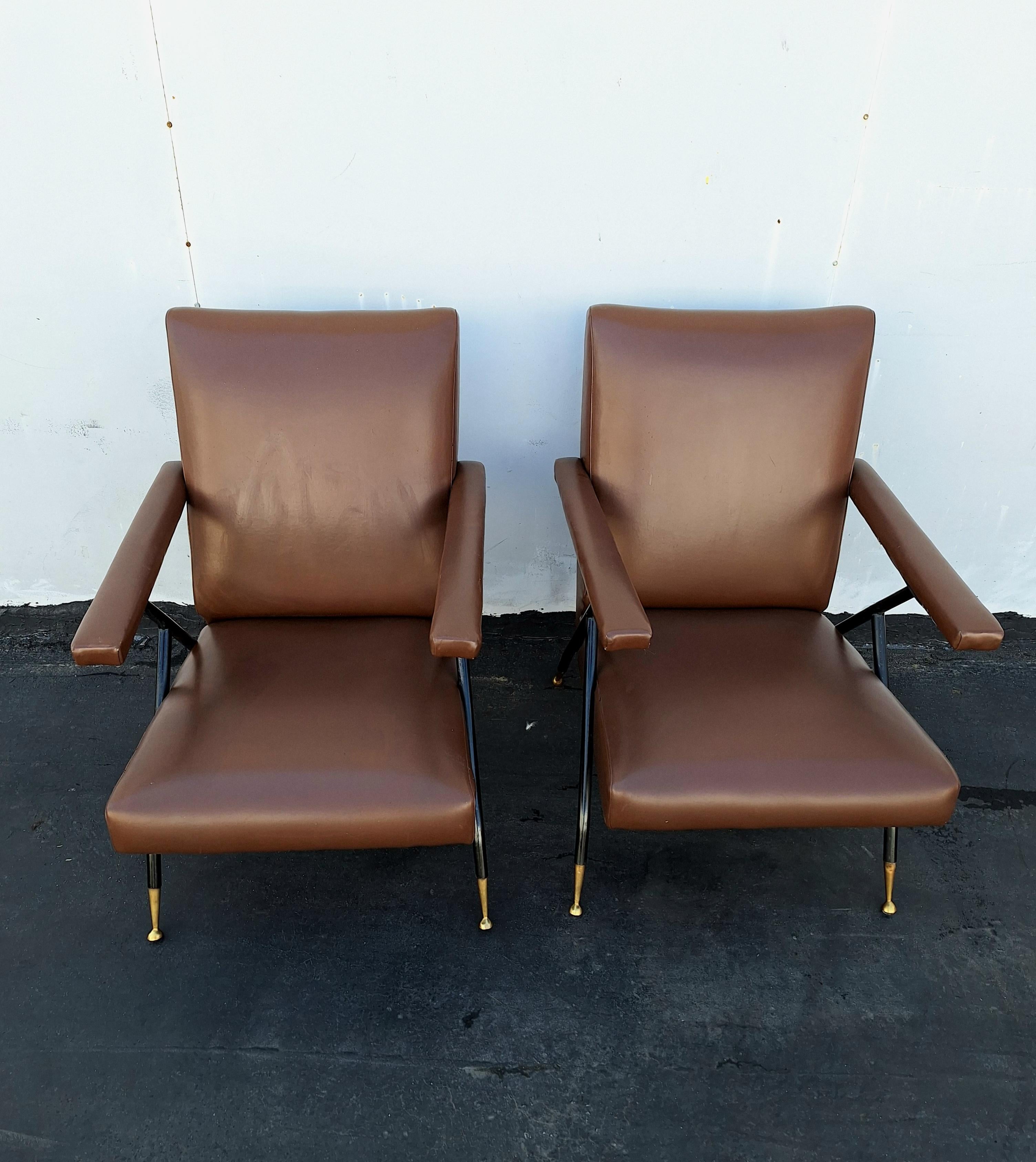 Metal Italian Club Chairs from the 1960 s  For Sale