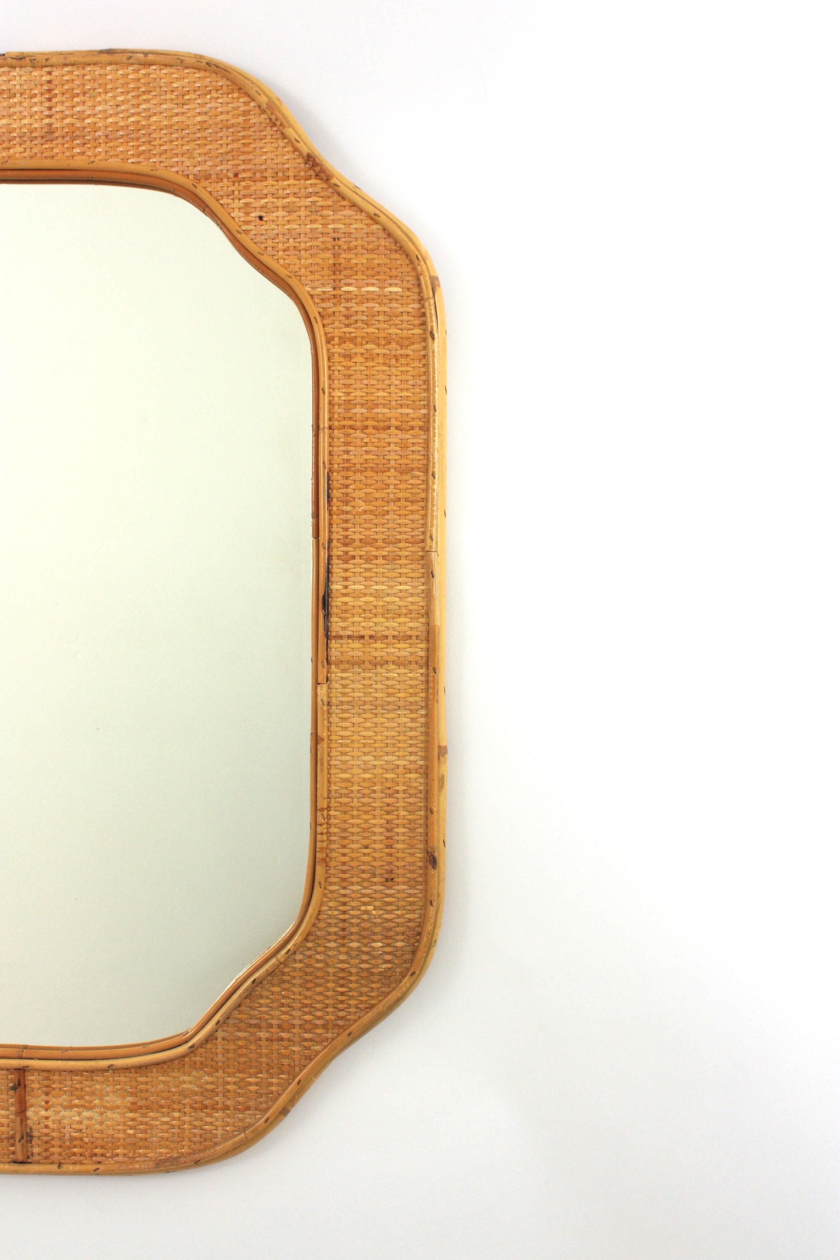 Italian Coastal Octagonal Mirror in Rattan and Woven Wicker For Sale at ...