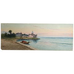 Italian Coastal Watercolor Painting Torre Del Greco Signed Jenny, circa 1900