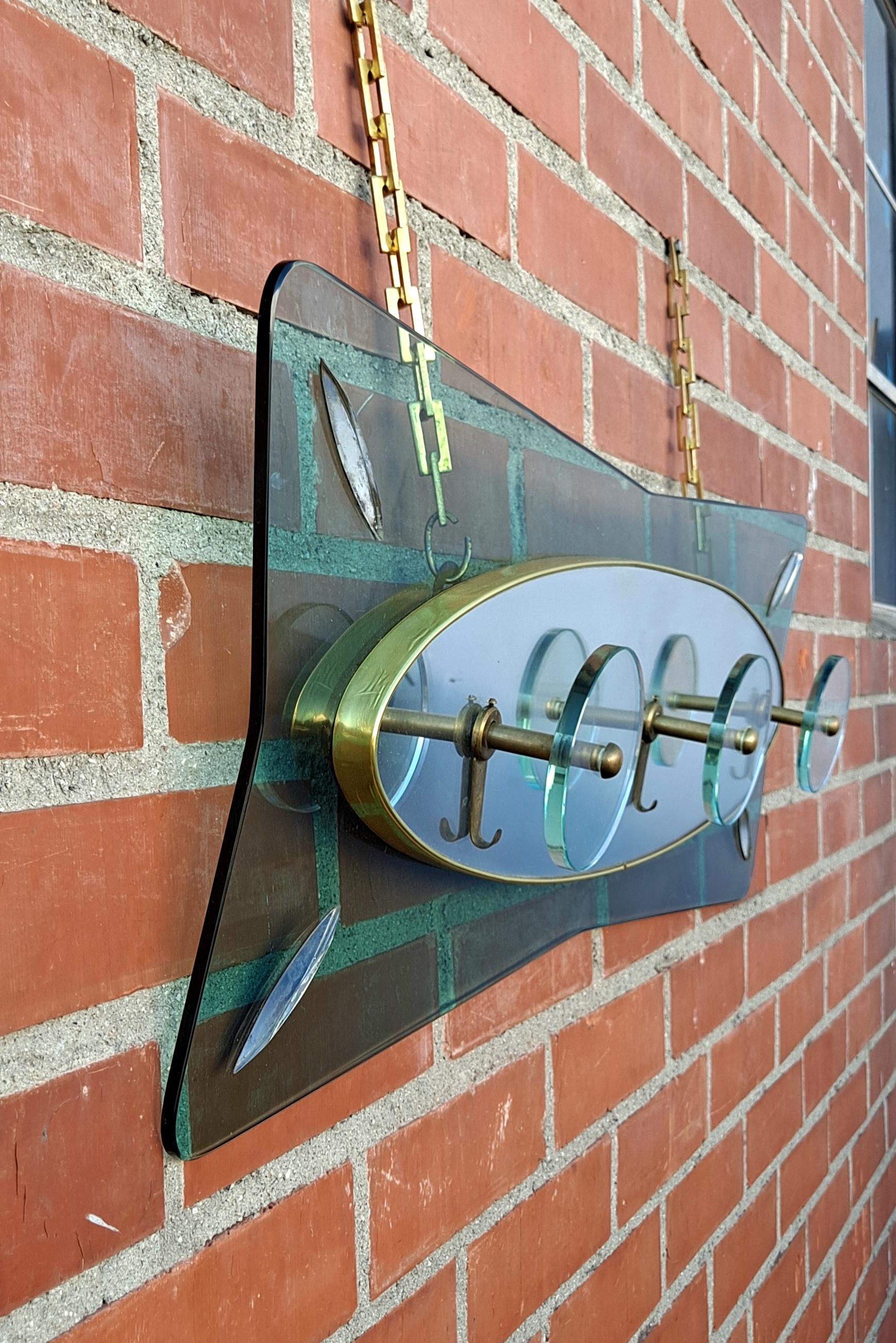 Mid-20th Century Italian, Wall Coat Rack Design by Max Ingrand for Fontana Arte For Sale