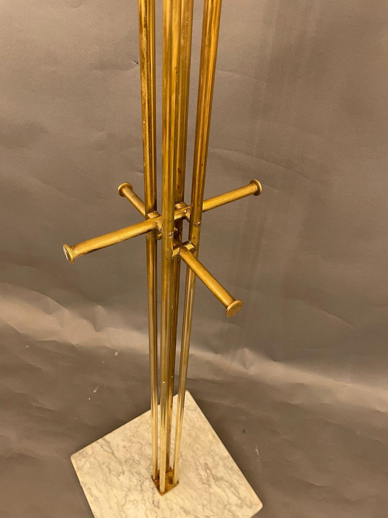 Mid-Century Modern Italian Coat Stand in Brass with Carrara Marble Base, circa 1960s For Sale