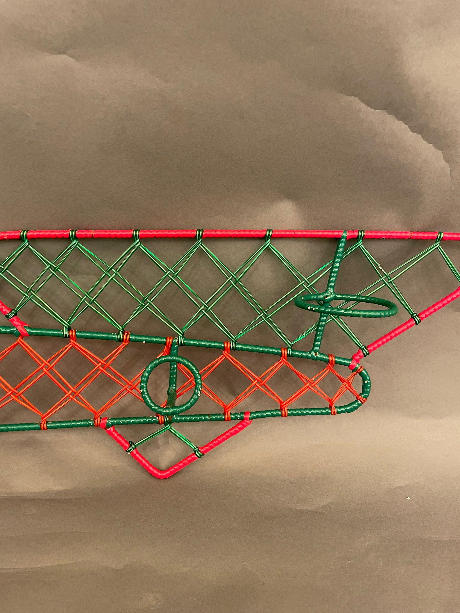 Mid-Century Modern Italian Wall Coat Rack in Iron and Plastic Decorations, circa 1950s For Sale