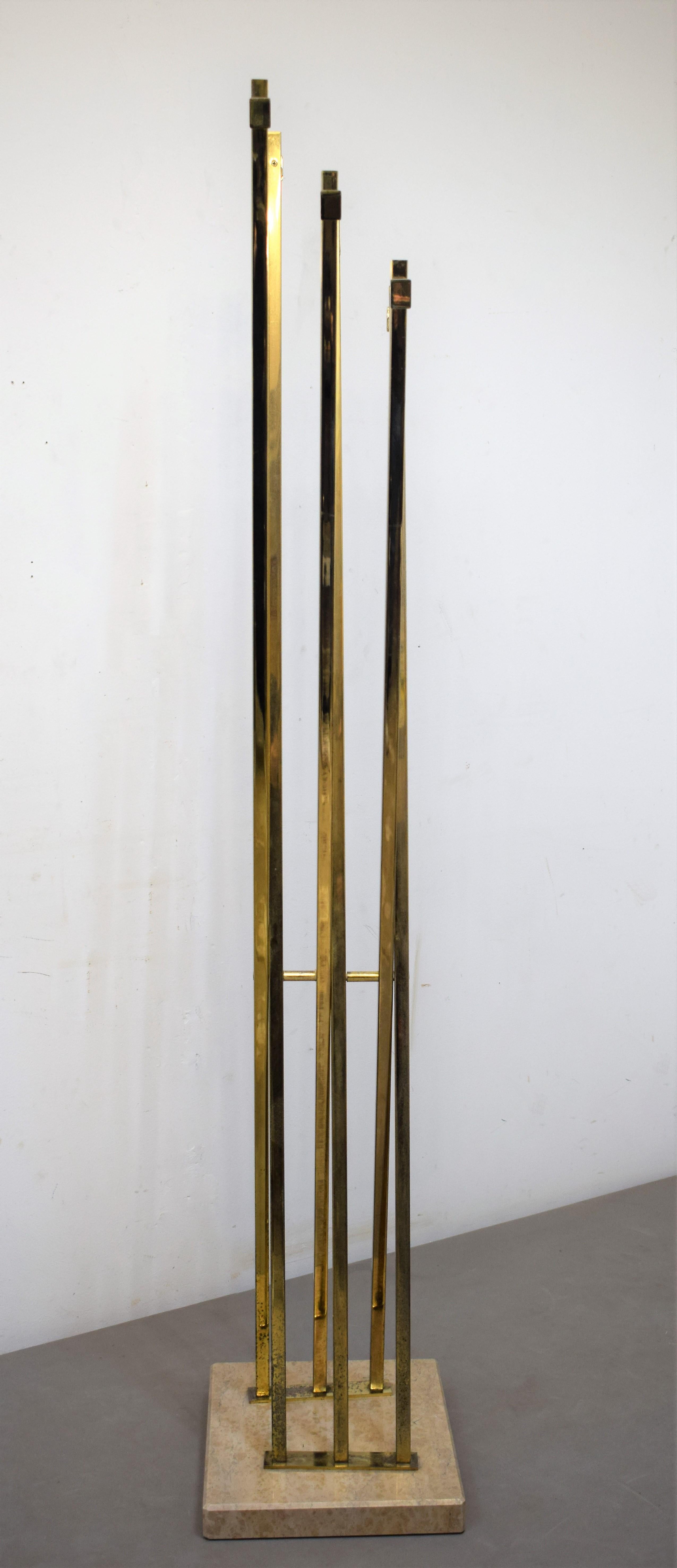 Italian Coat Rack, Marble and Brass, 1970s 6