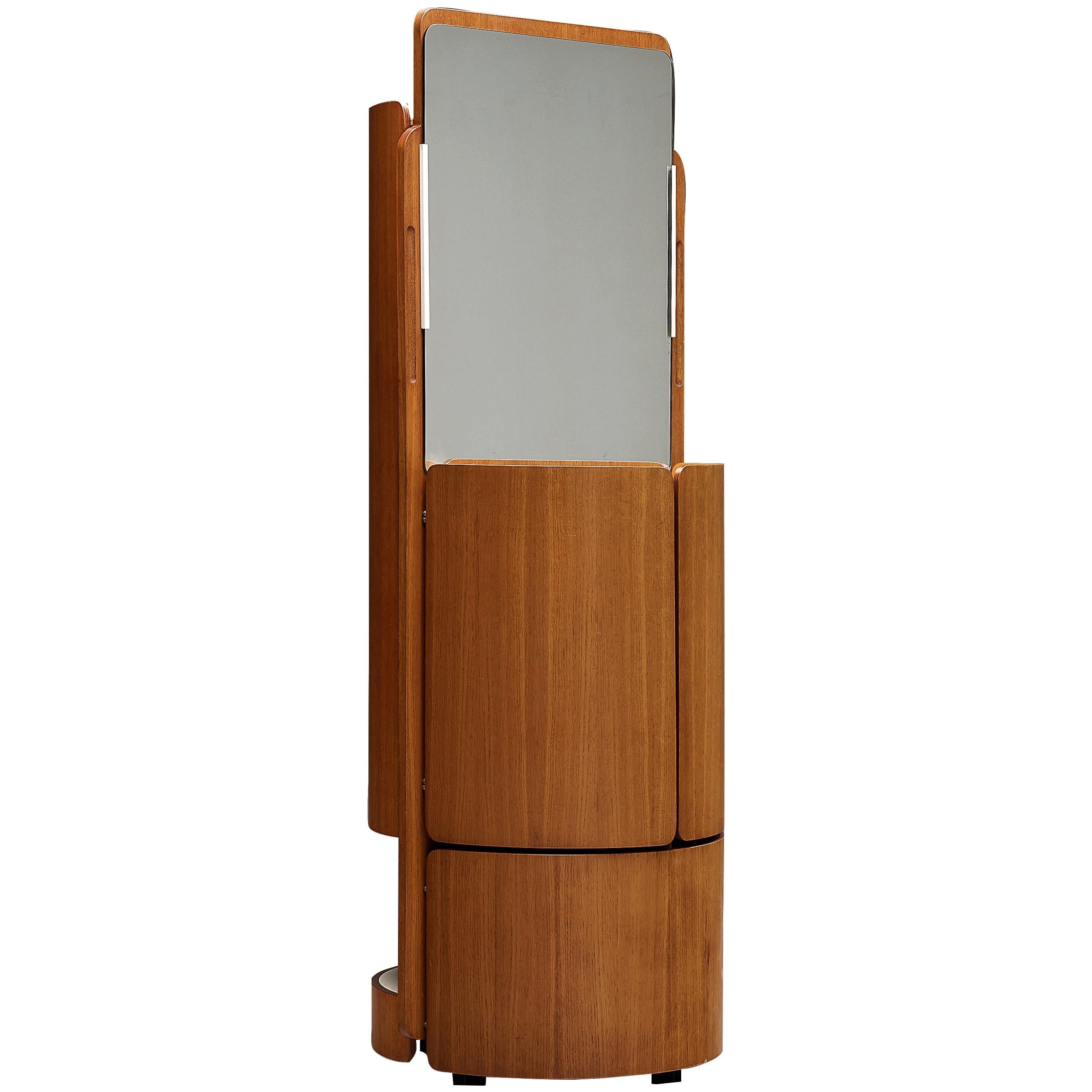 Italian Coat Rack with Mirror in Teak by Fiarm, 1960s