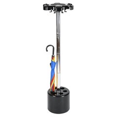 Italian Coat Umbrella Stand Chrome and Black Plastic by Lucchi for Velca, 1970s