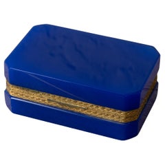 Caja italiana de cristal cobalto, años 60