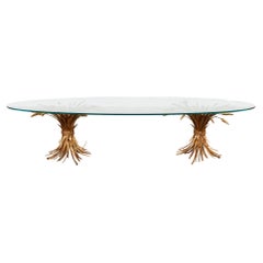 Italian Coco Chanel Style Gilt Sheaf of Wheat Cocktail Table 