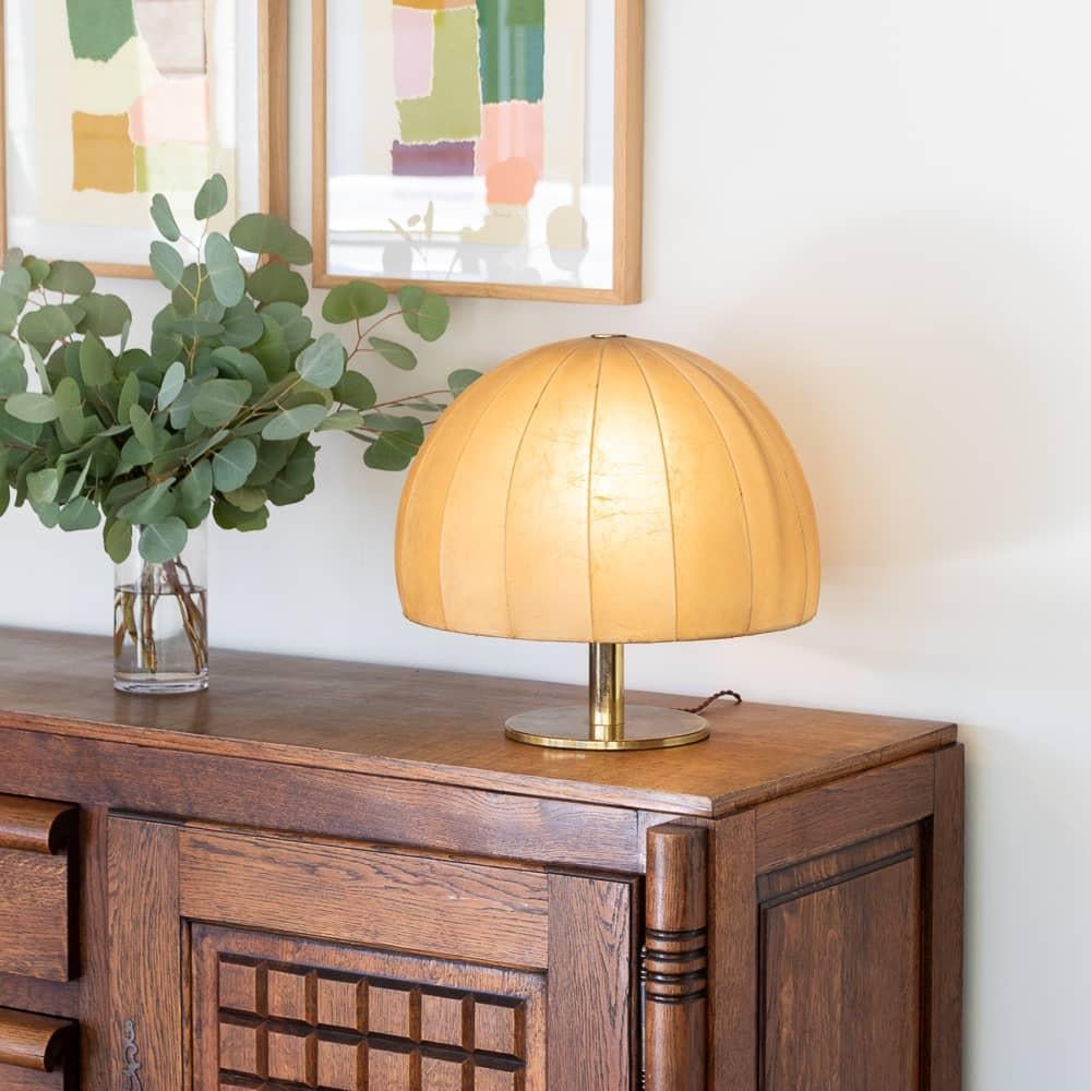 Italian Cocoon Brass Table Lamp In Good Condition In Los Angeles, CA