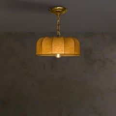 Italian Cocoon Pendant with Brass + Wood Detail, 1960s