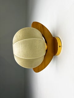 Italian Cocoon wall lamp, resin and pine, Circa 1970's