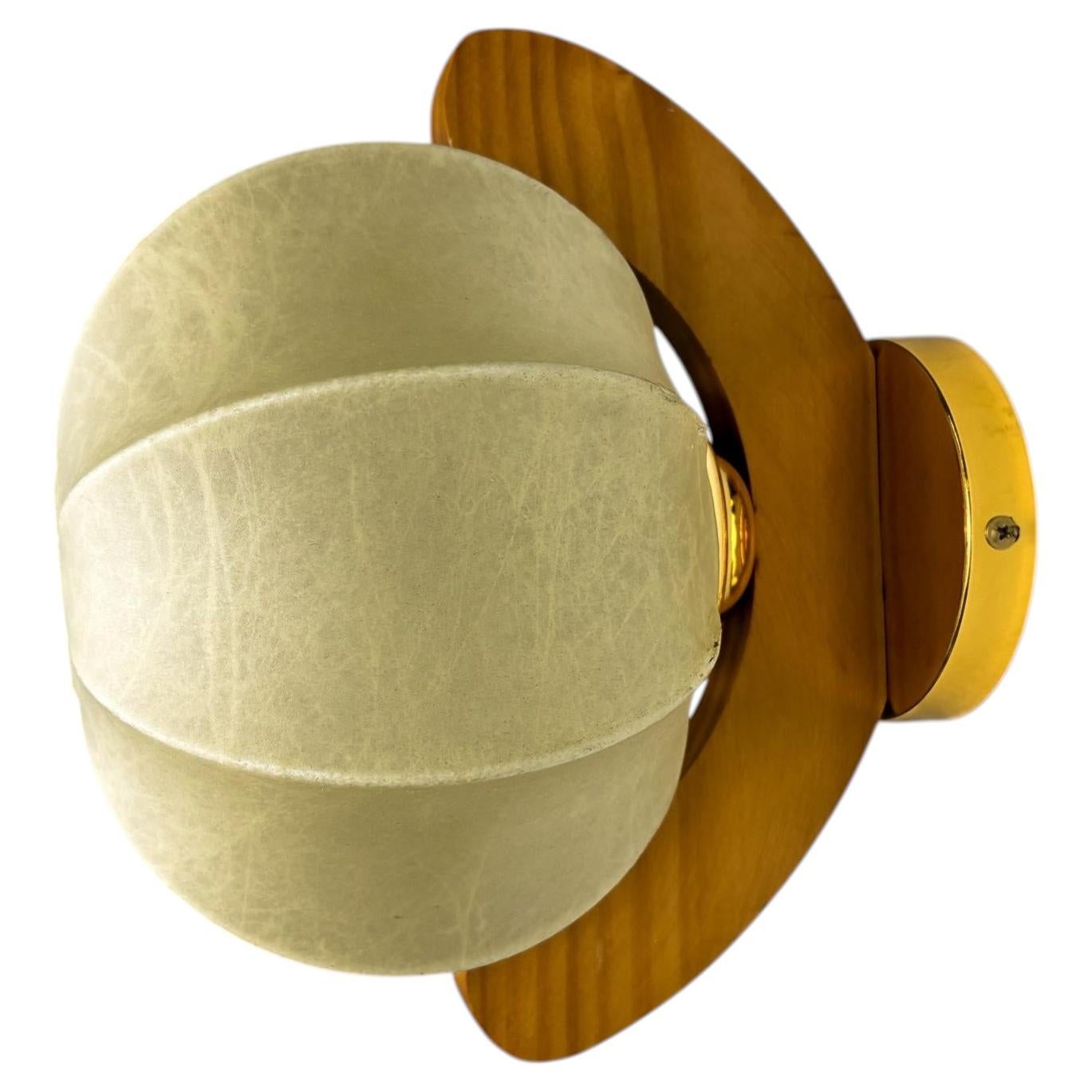 Italian Cocoon wall lamp, resin and pine, Circa 1970's For Sale