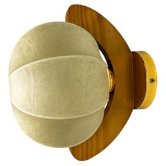 Italian Cocoon wall lamp, resin and pine, Circa 1970's