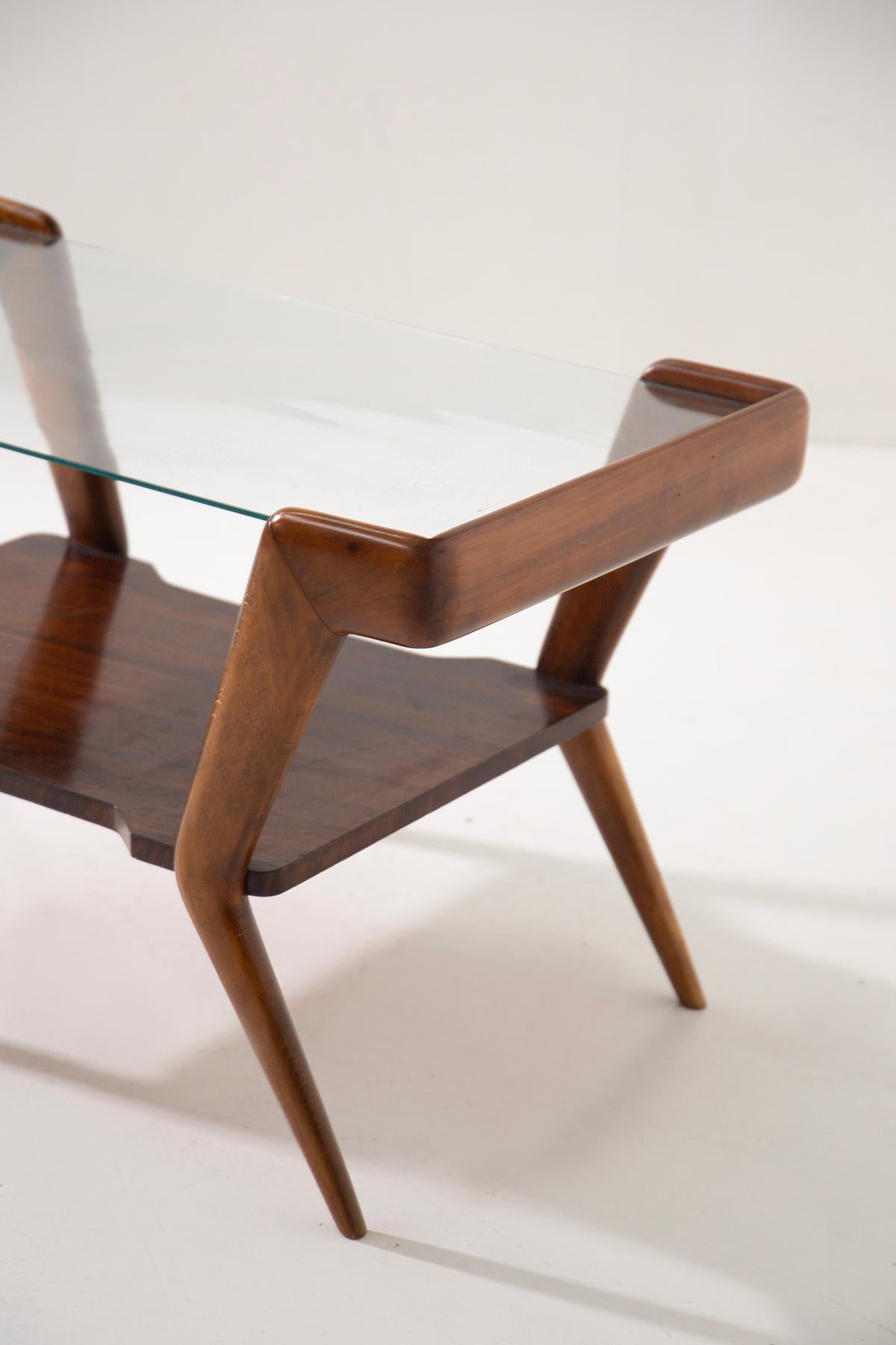 Italian coffe table Attr. to Gio Ponti in top glass in vendita 4