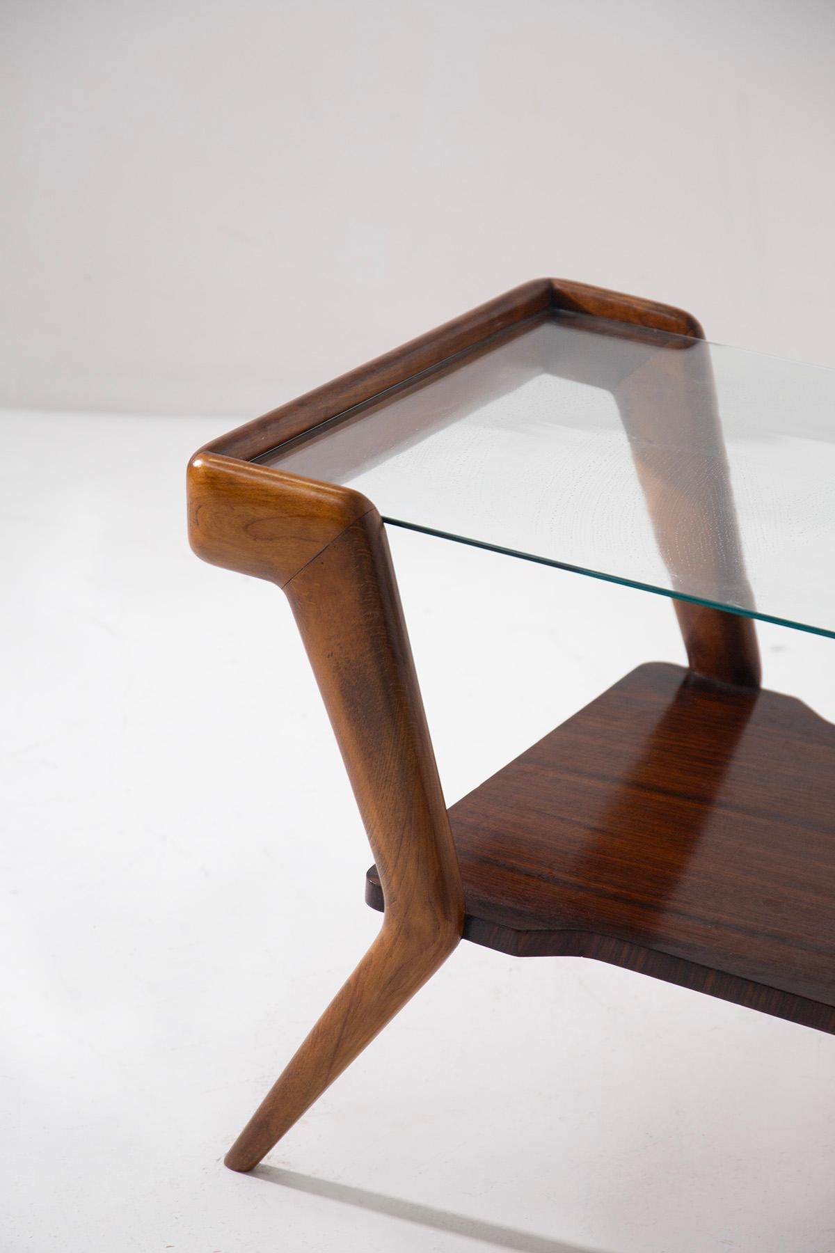 Vetro Italian coffe table Attr. to Gio Ponti in top glass in vendita