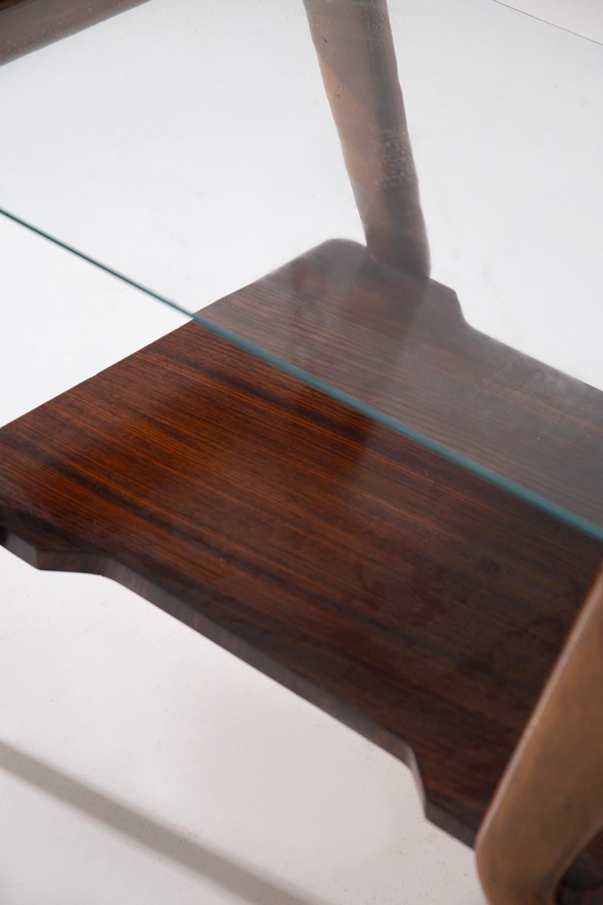 Italian coffe table Attr. to Gio Ponti in top glass in vendita 1