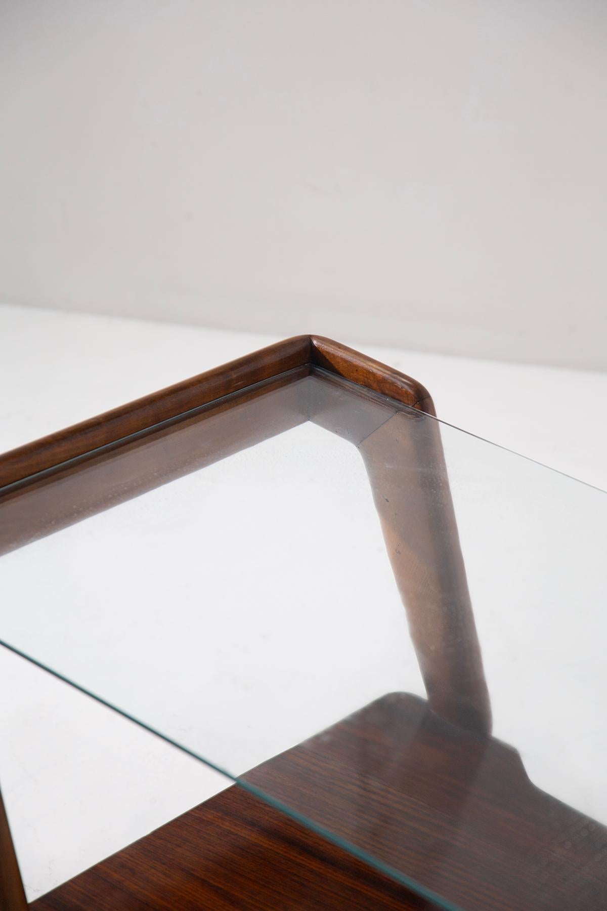 Italian coffe table Attr. to Gio Ponti in top glass in vendita 2