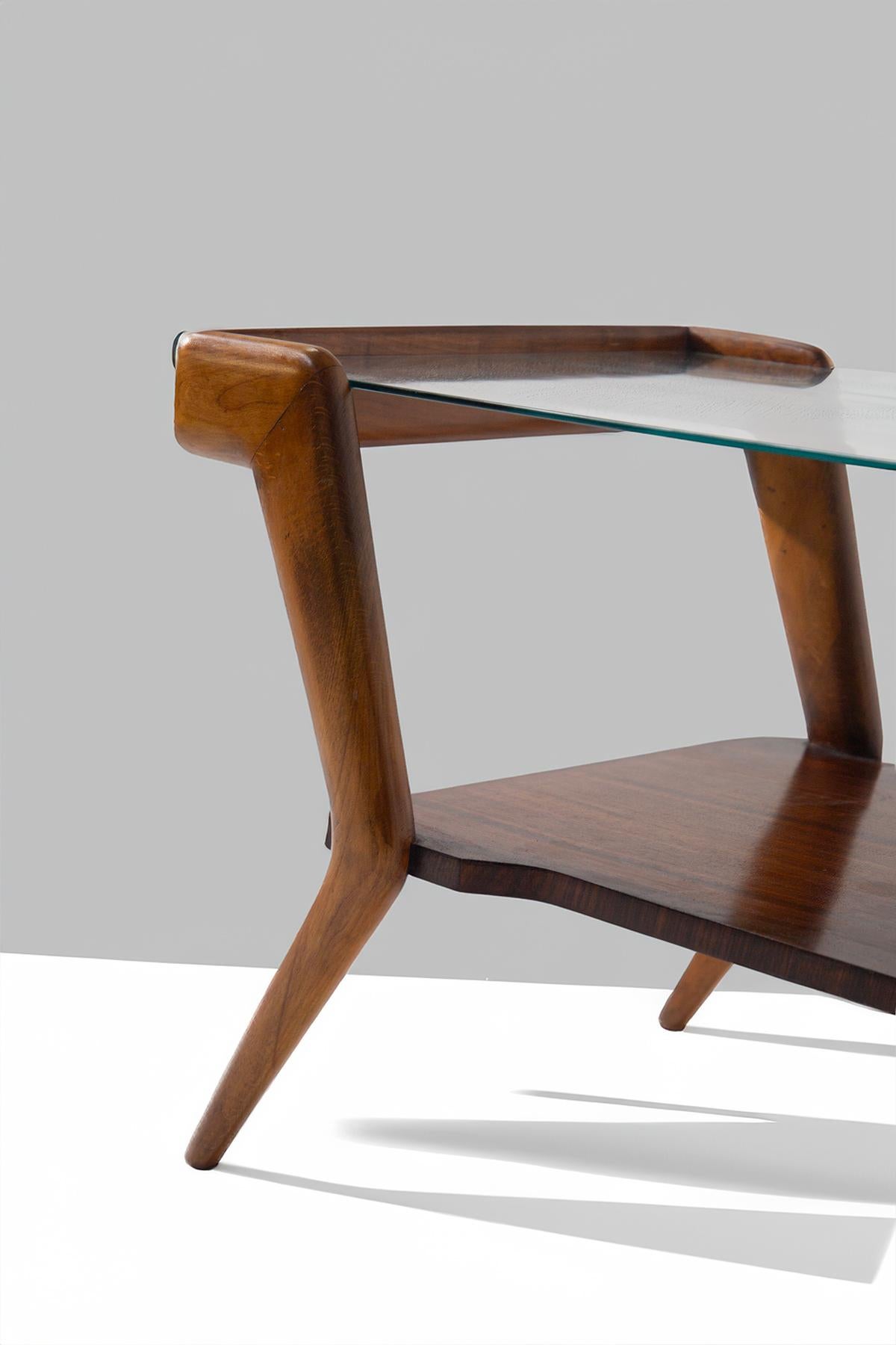 Italian coffe table Attr. to Gio Ponti in top glass in vendita 3