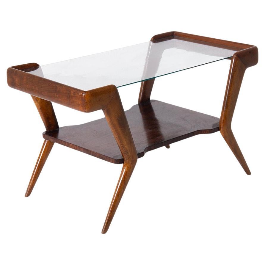 Italian coffe table Attr. to Gio Ponti in top glass