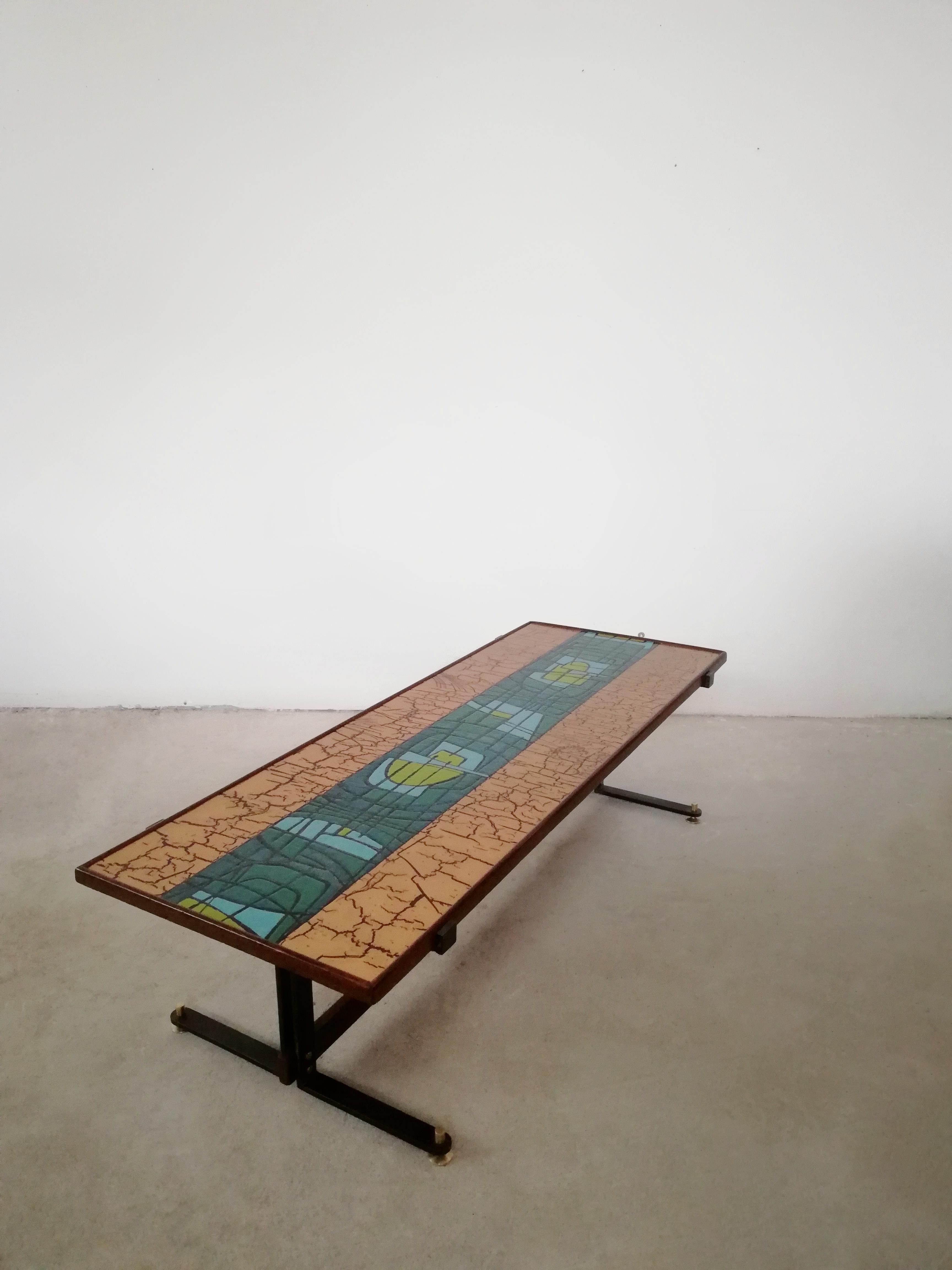 Table basse italienne dans le style de Paolo De Poli  en cuivre émaillé en vente 1