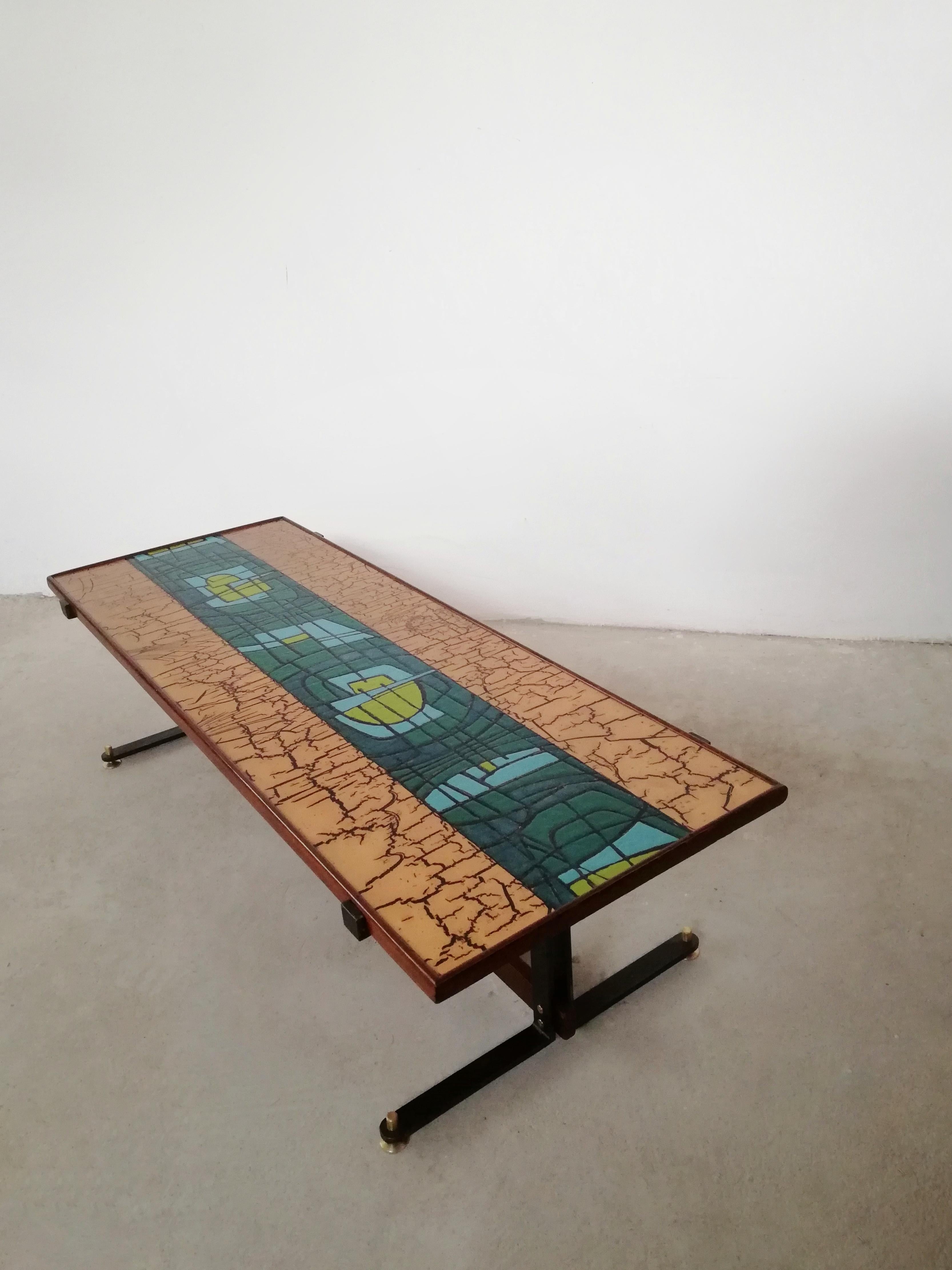 Table basse italienne dans le style de Paolo De Poli  en cuivre émaillé en vente 2