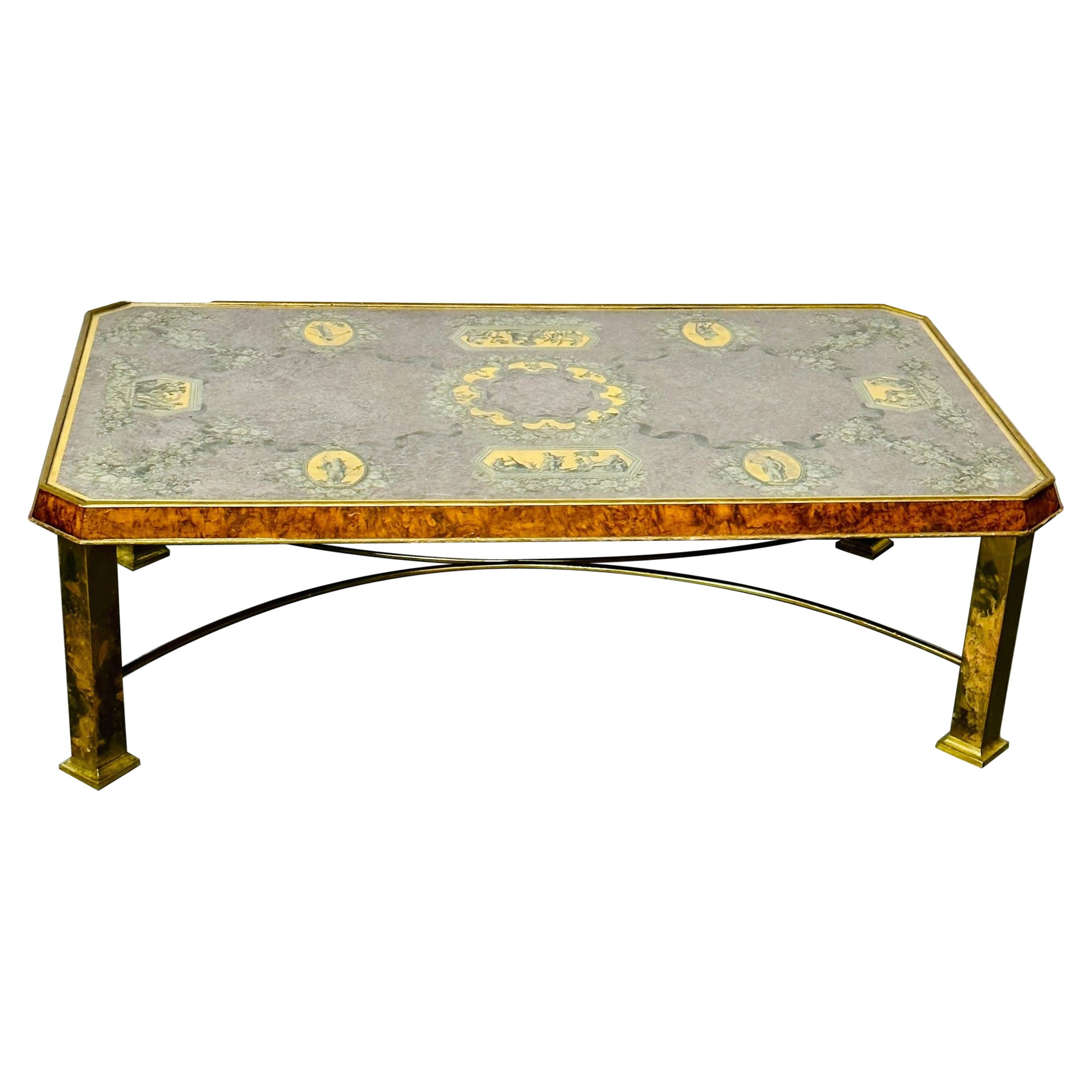 Italian Coffee, Cocktail Table, Bronze, Burlwood, 1940s