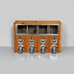 Italian coffee dispenser in wood, glass and metal, 1960s