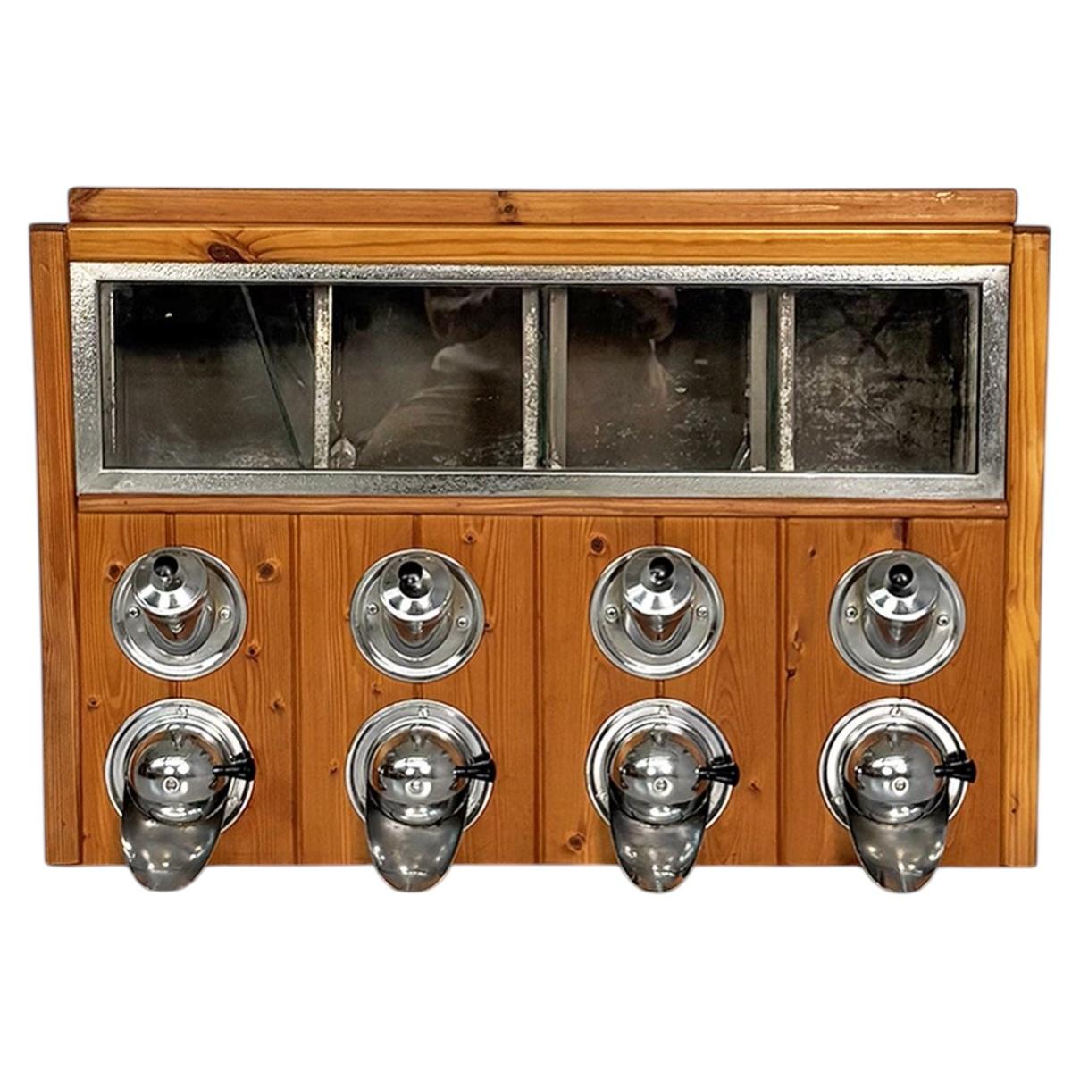 Italian coffee dispenser in wood, glass and metal, 1960s