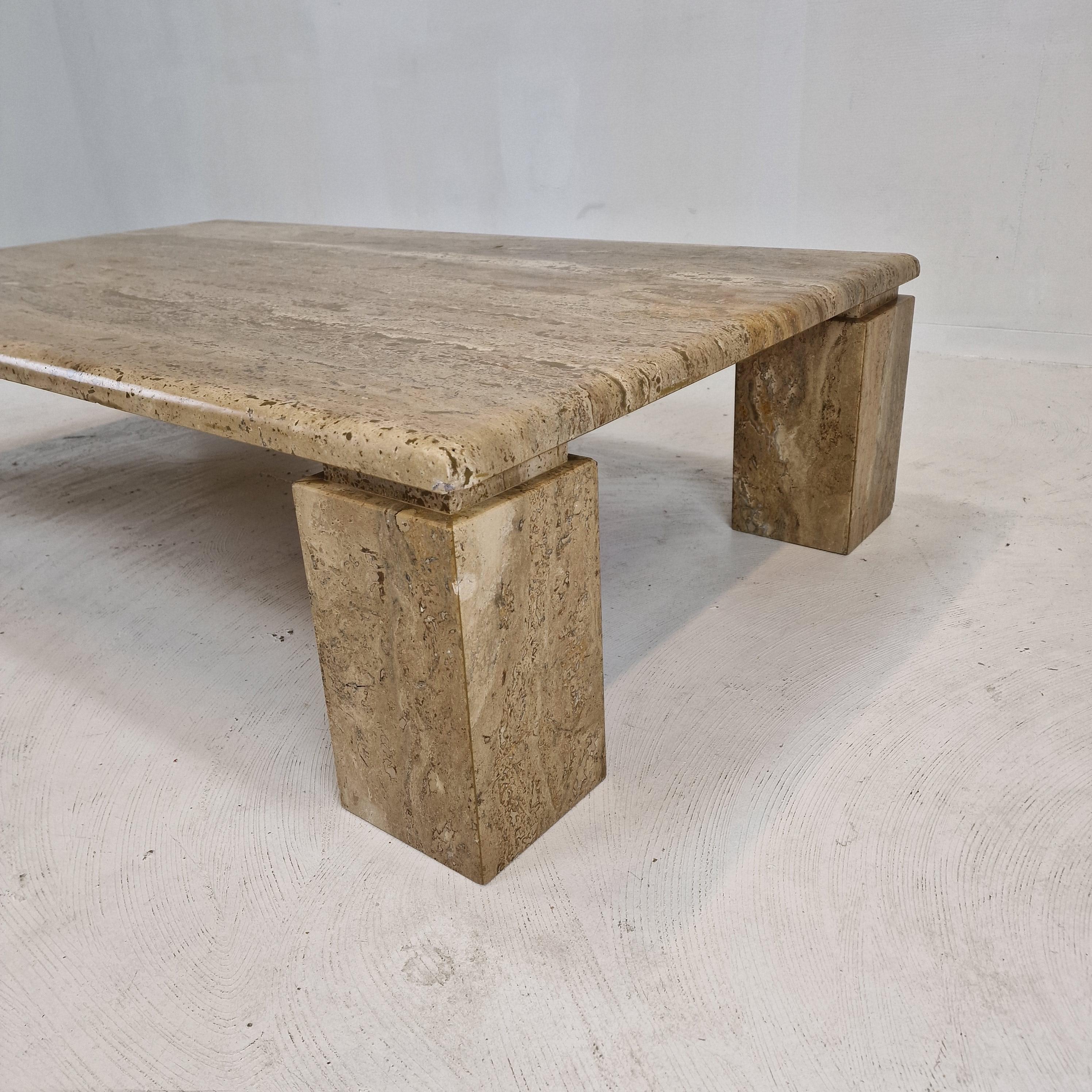 Italian Coffee in Travertine, 1980s For Sale 7