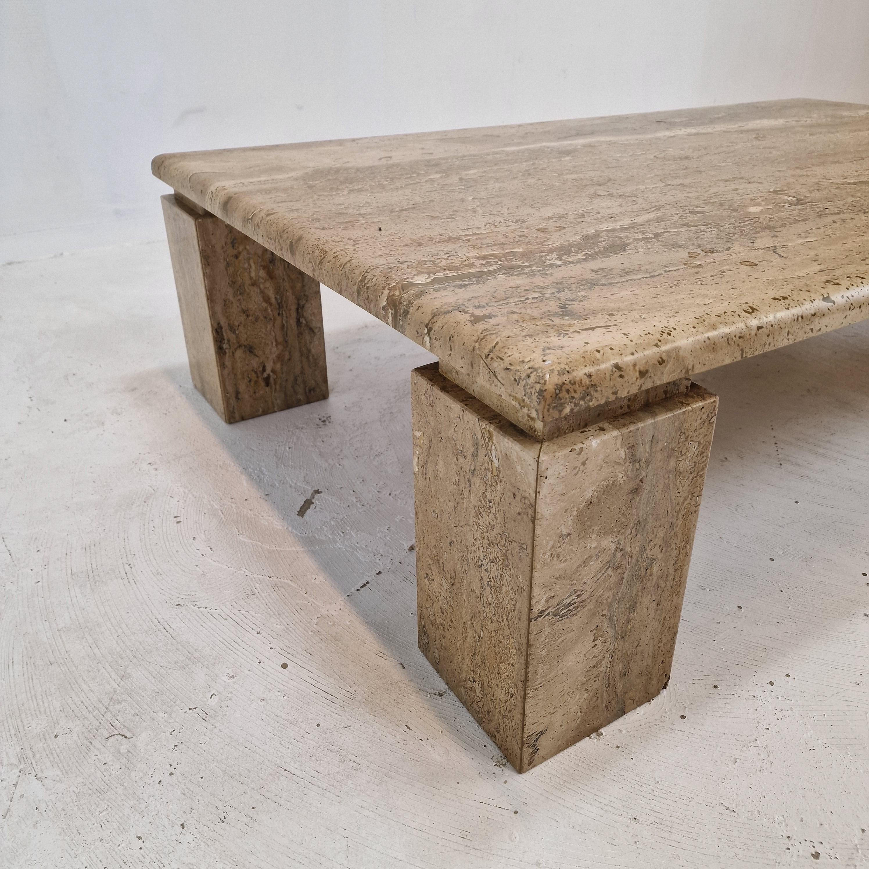 Italian Coffee in Travertine, 1980s For Sale 8