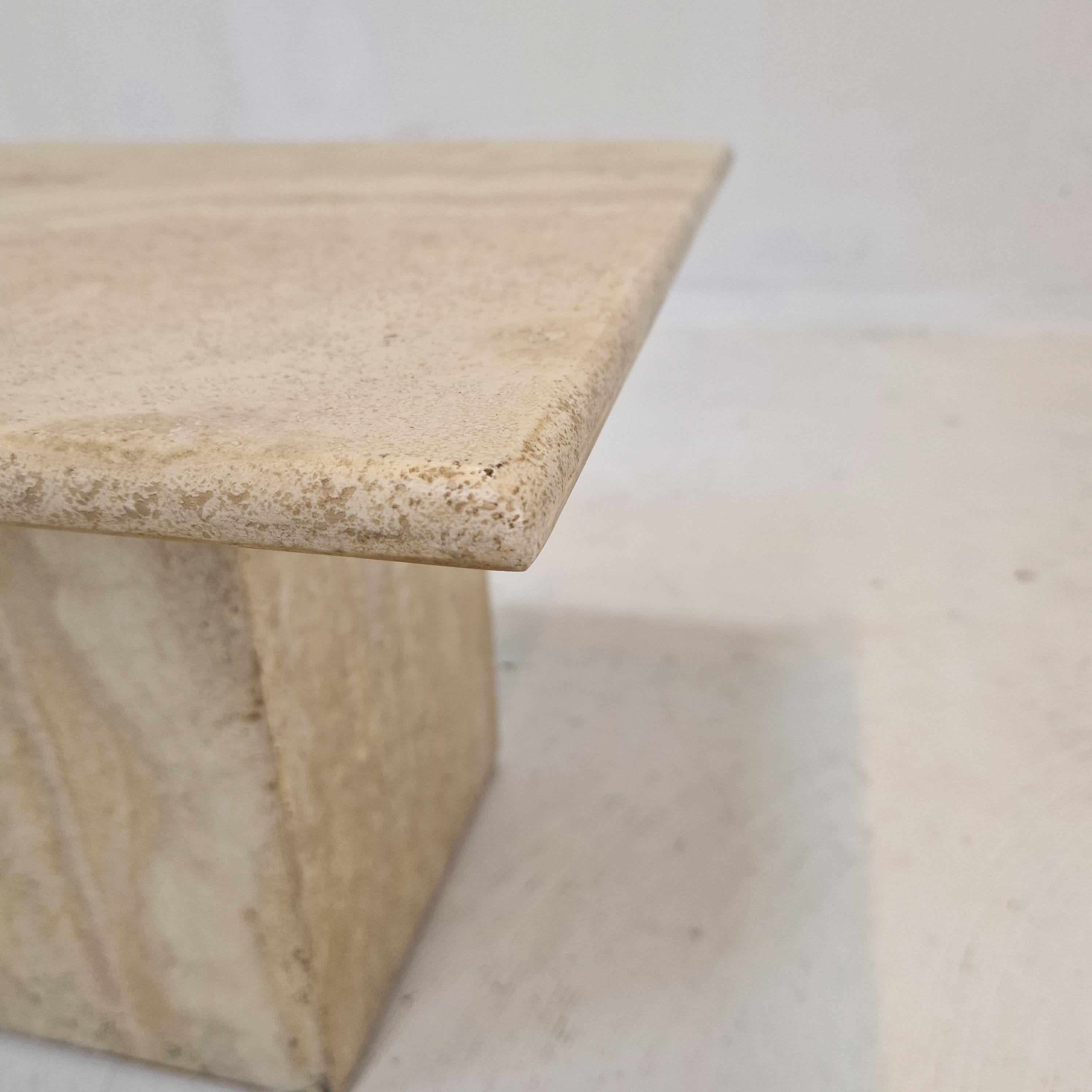 Italian Coffee or Side Table in Travertine, 1980s For Sale 5