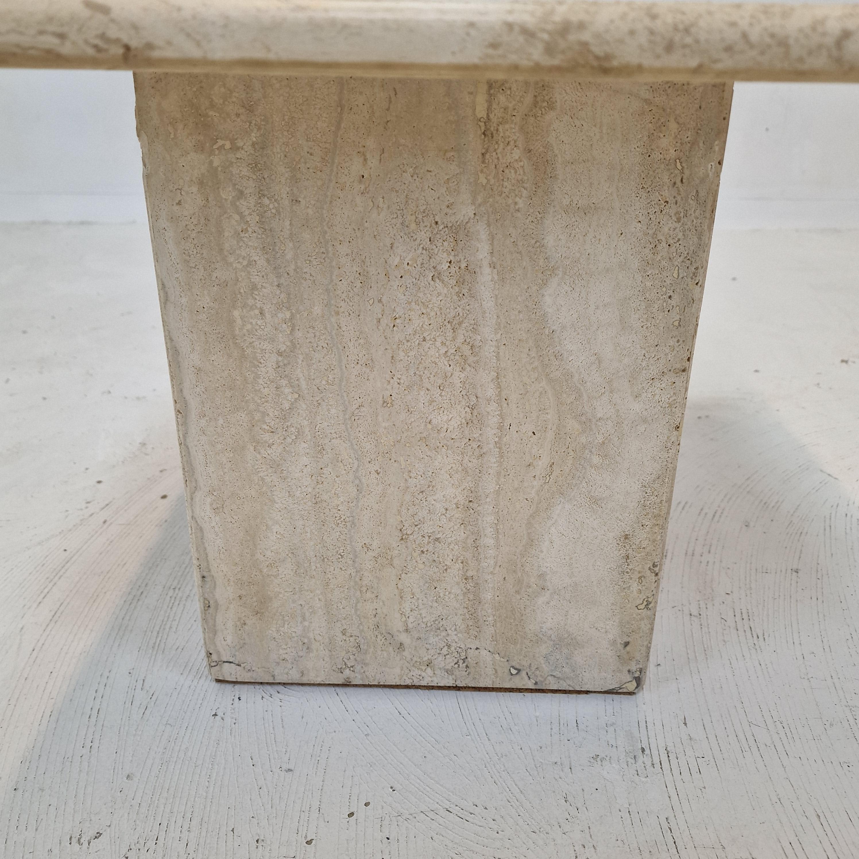Italian Coffee or Side Table in Travertine, 1980s For Sale 6