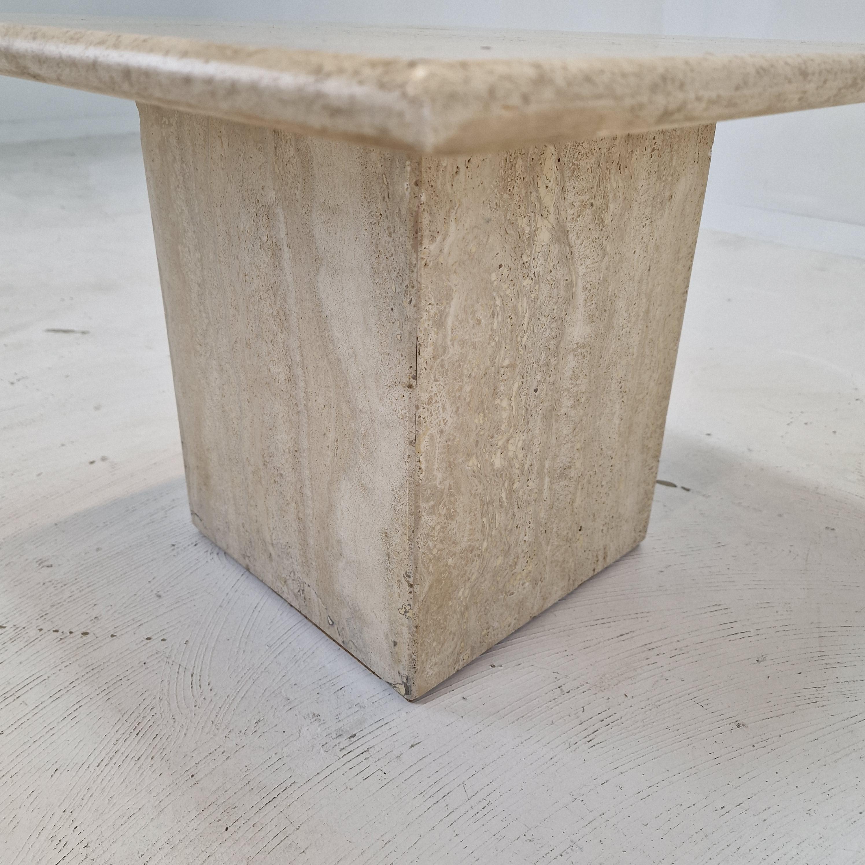 Italian Coffee or Side Table in Travertine, 1980s For Sale 7