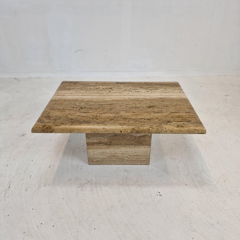Mid-Century Modern Italian Coffee or Side Table in Travertine, 1980s For Sale
