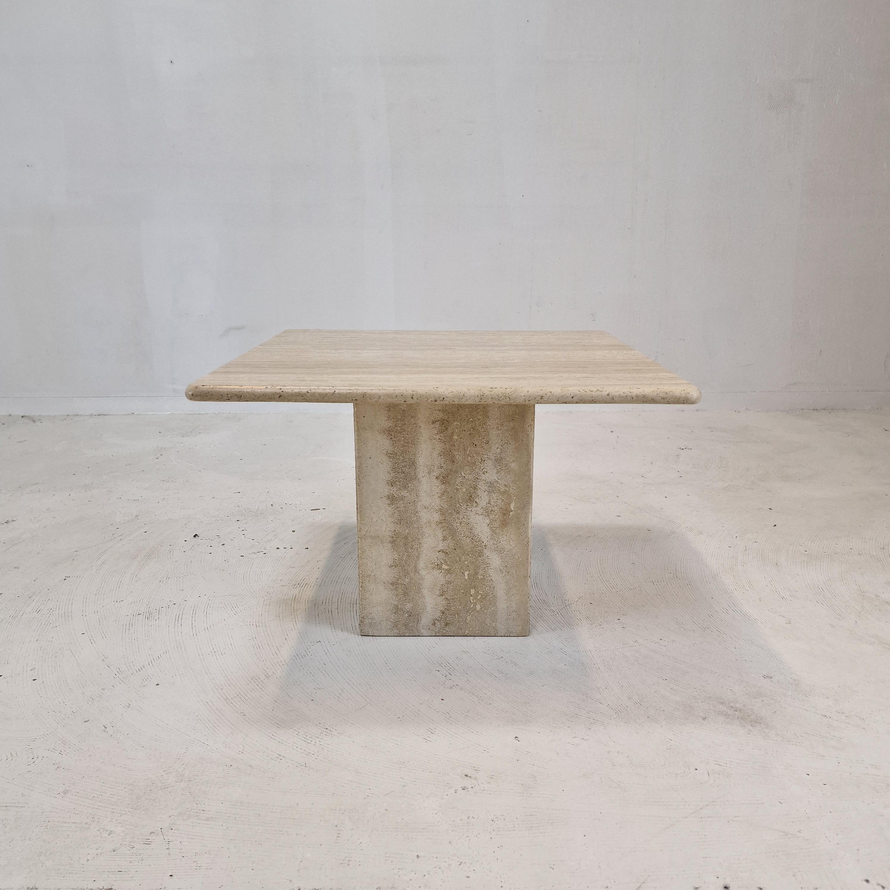 Mid-Century Modern Italian Coffee or Side Table in Travertine, 1980s For Sale