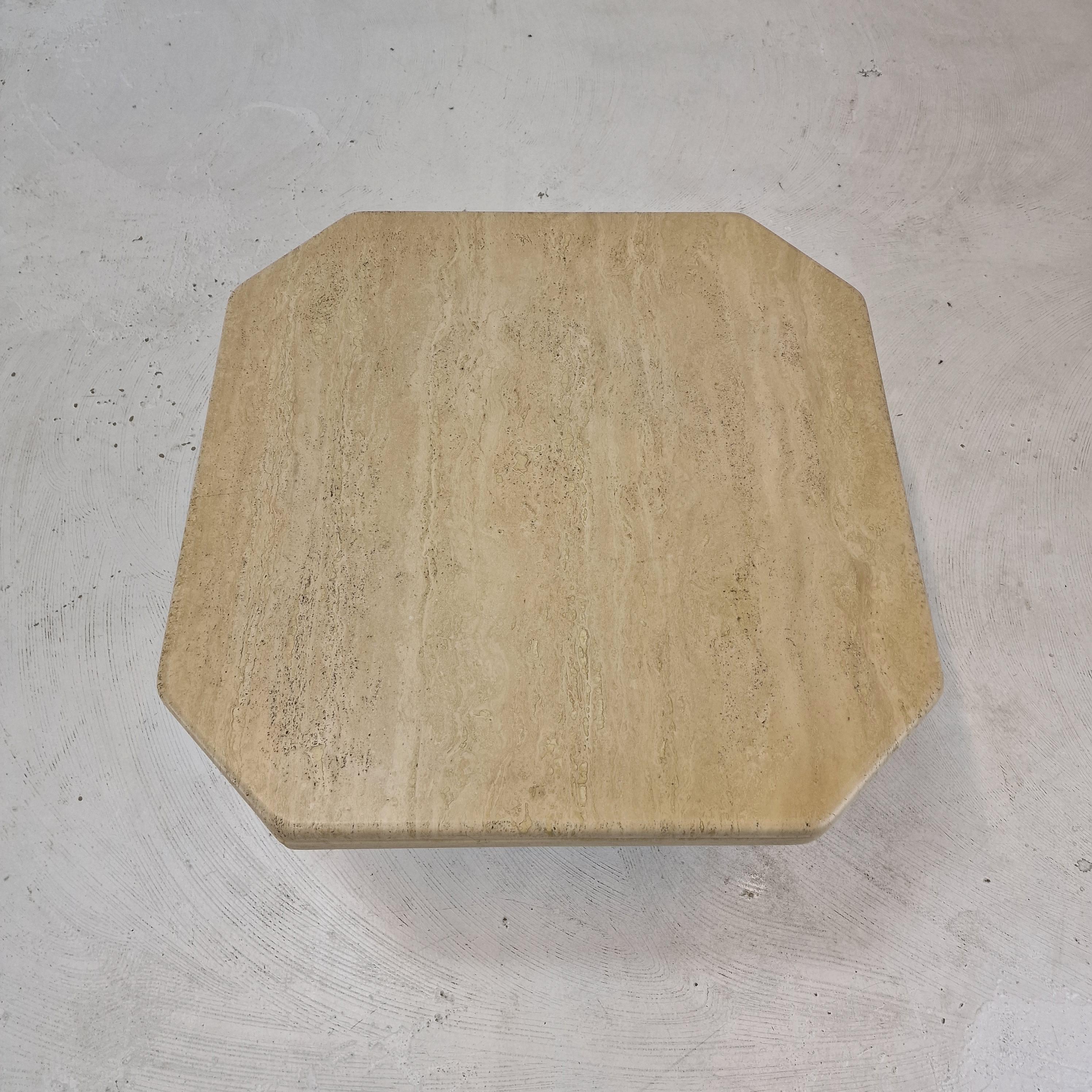Italian Coffee or Side Table in Travertine, 1980s For Sale 2