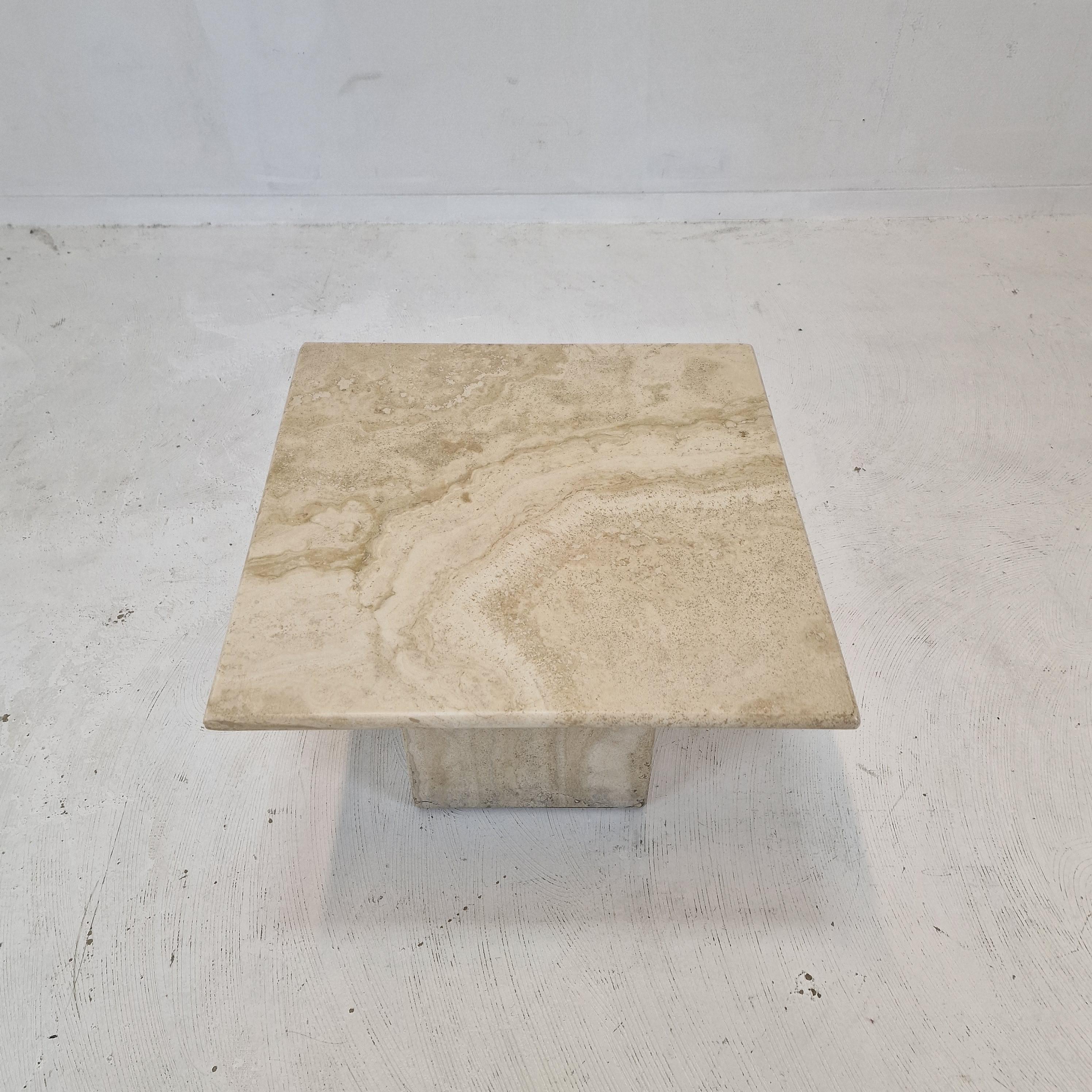 Italian Coffee or Side Table in Travertine, 1980s For Sale 2