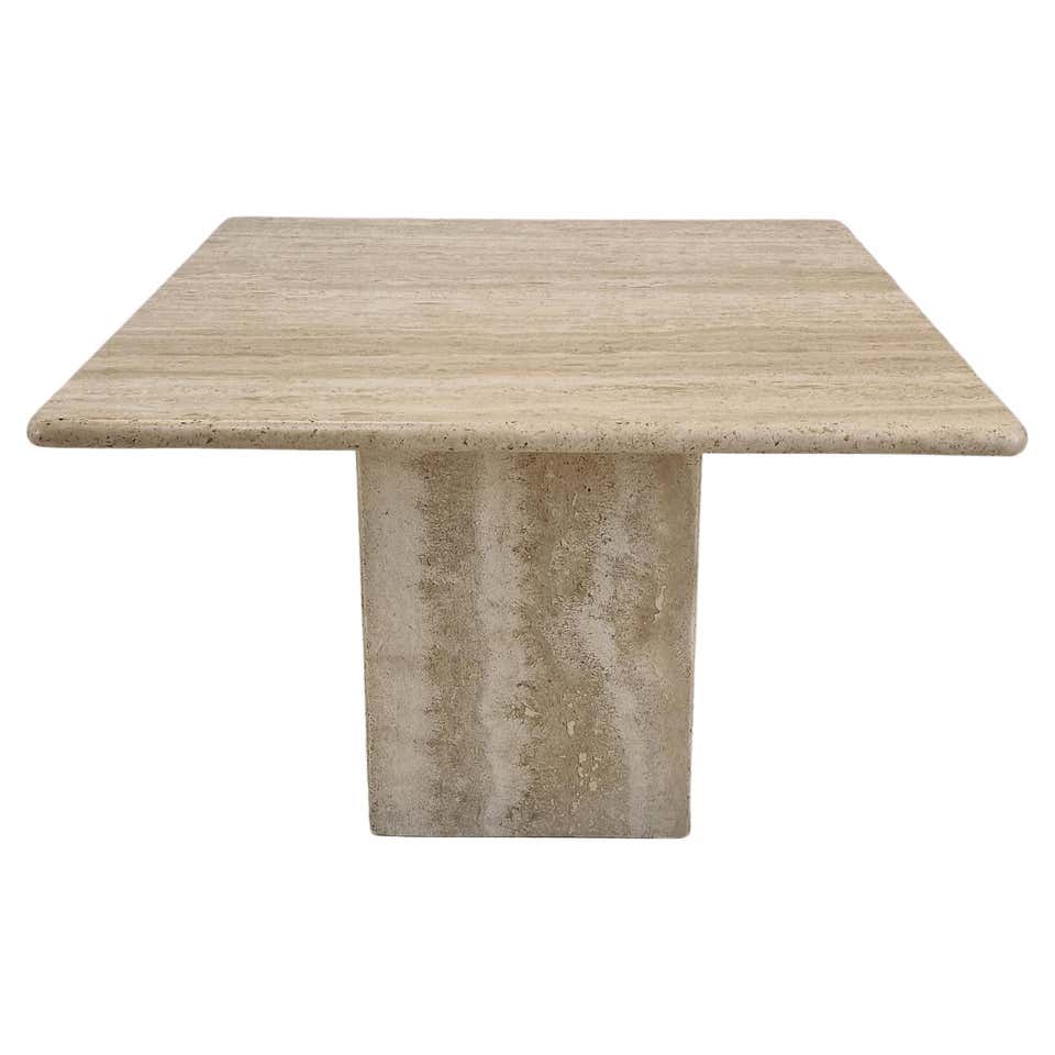 Contemporary Minimal Round Coffee Side Table in Travertine Stone ...