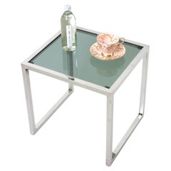 Italienischer Kaffee-Beistelltisch aus verchromtem Stahl und Rauchglas